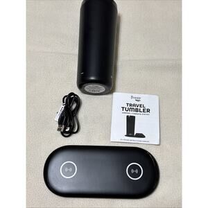 XO Poppy Hydro Travel Tumbler Warmer & Charging Station Black Hot/Cold Open&New